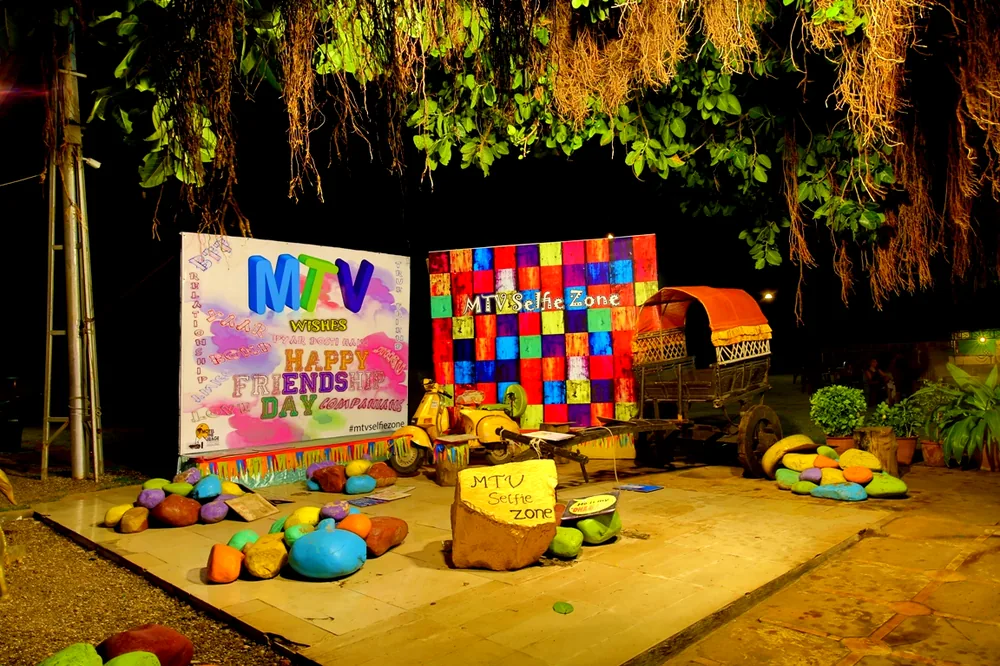 Decorated selfie zone at the resort