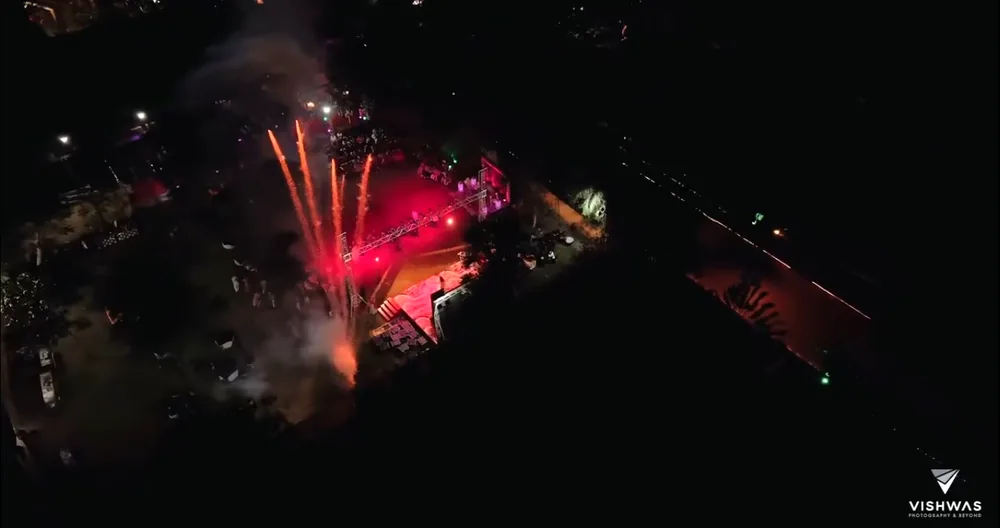 Fireworks over the resort lawn