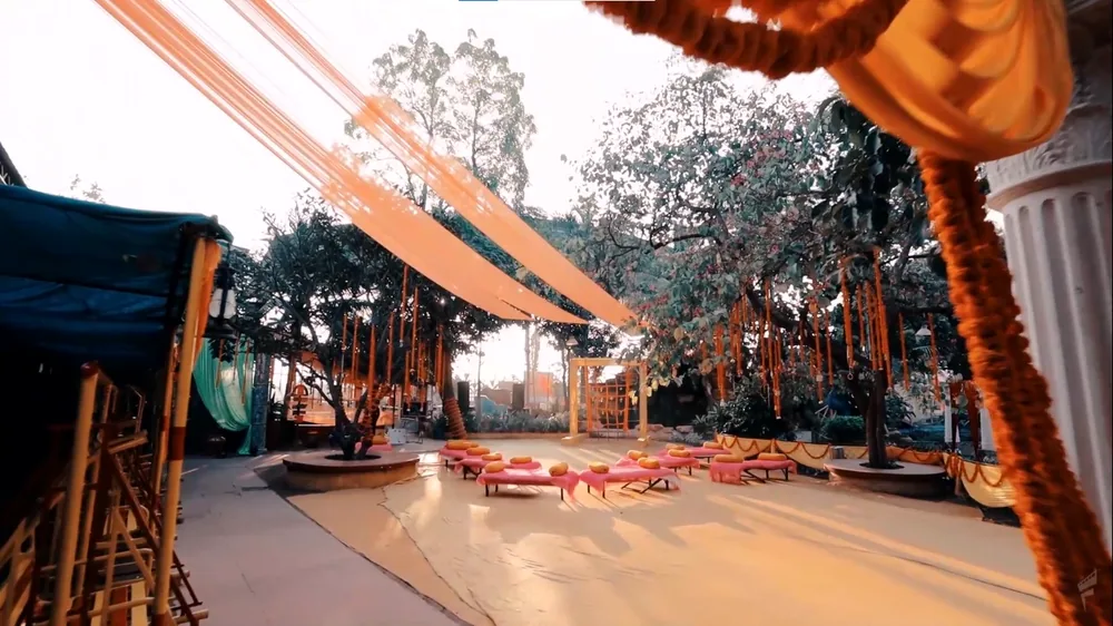 Haldi ceremony in the resort courtyard